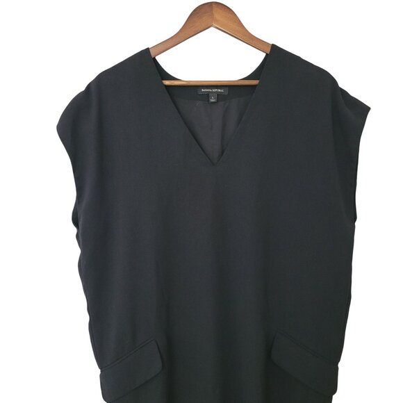 Banana Republic V-Neck Shift Dress Womens Size S Black Sleeveless - Picture 3 of 8